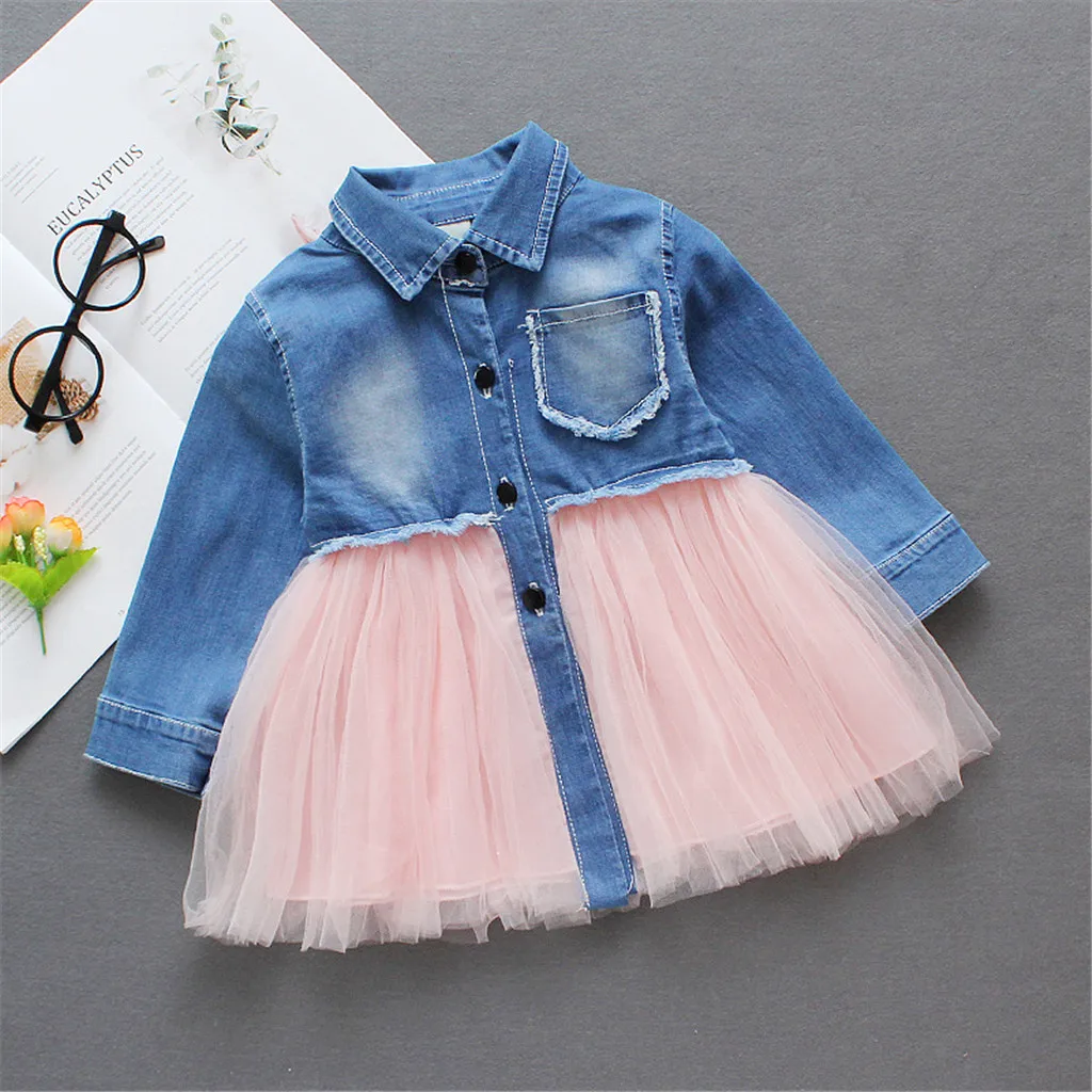 Spring Autumn Baby Girl Dress Denim Mesh Patchwork Princess Girl Dress Long Sleeve Toddler Kids Dresses roupa infantil D20
Spring Autumn Baby Girl Dress Denim Mesh Patchwork Princess Girl Dress Long Sleeve Toddler Kids Dresses roupa infantil D20