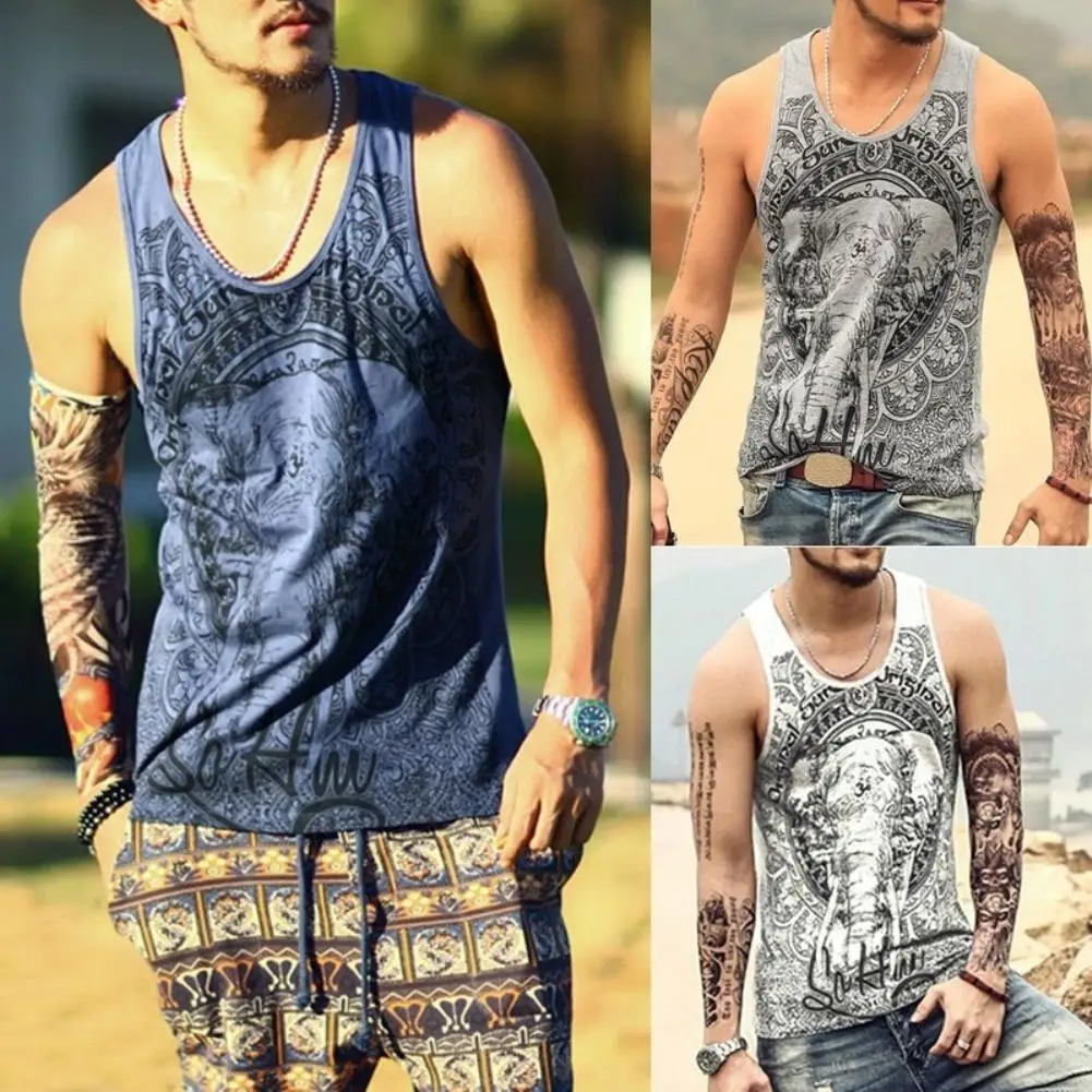 New Vintage Elephant Print Men Summer Bodybuilding Vest Loose Sleeveless Tank Top
New Vintage Elephant Print Men Summer Bodybuilding Vest Loose Sleeveless Tank Top