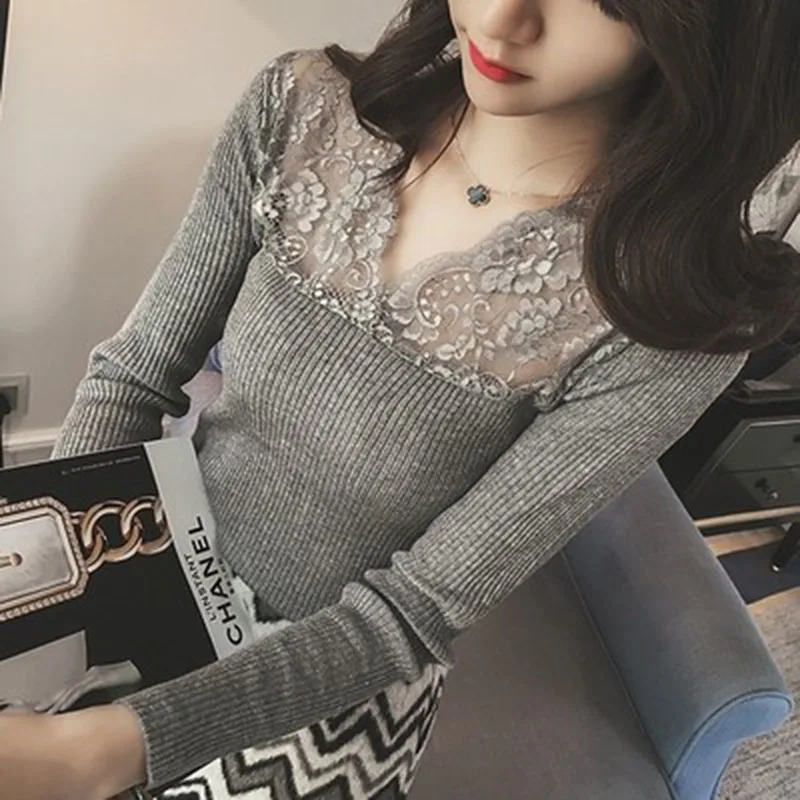 2019 Spring and Autumn Fashion Women's Sweater Korean Sexy Mesh Slim Slim Lace Side Sweater Women's Casual Party Women's Sweater
2019 Spring and Autumn Fashion Women's Sweater Korean Sexy Mesh Slim Slim Lace Side Sweater Women's Casual Party Women's Sweater