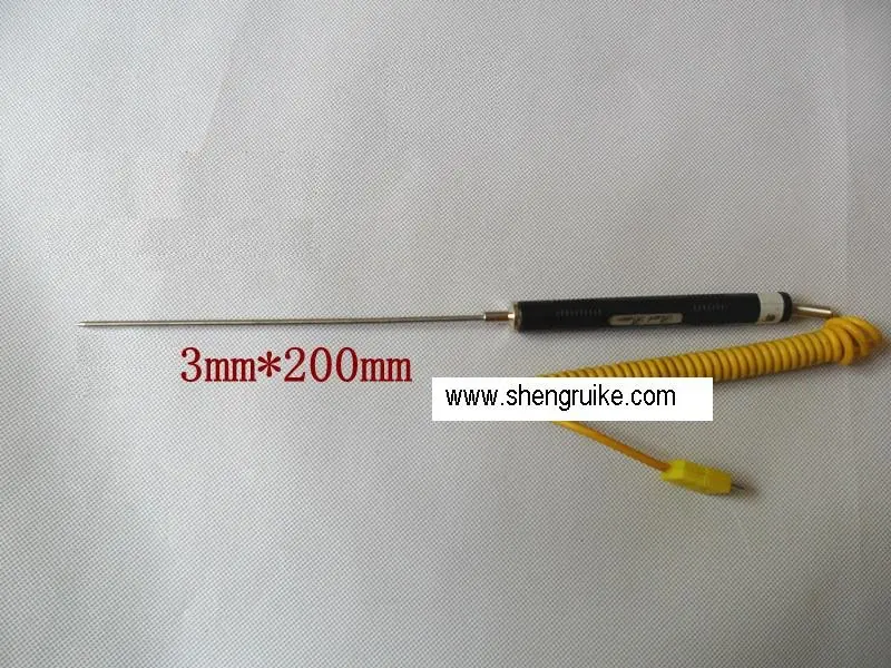Sharp Pointed 3*200mm Handle thermocouple K with Spring Coil cable and Miniature connector
Sharp Pointed 3*200mm Handle thermocouple K with Spring Coil cable and Miniature connector