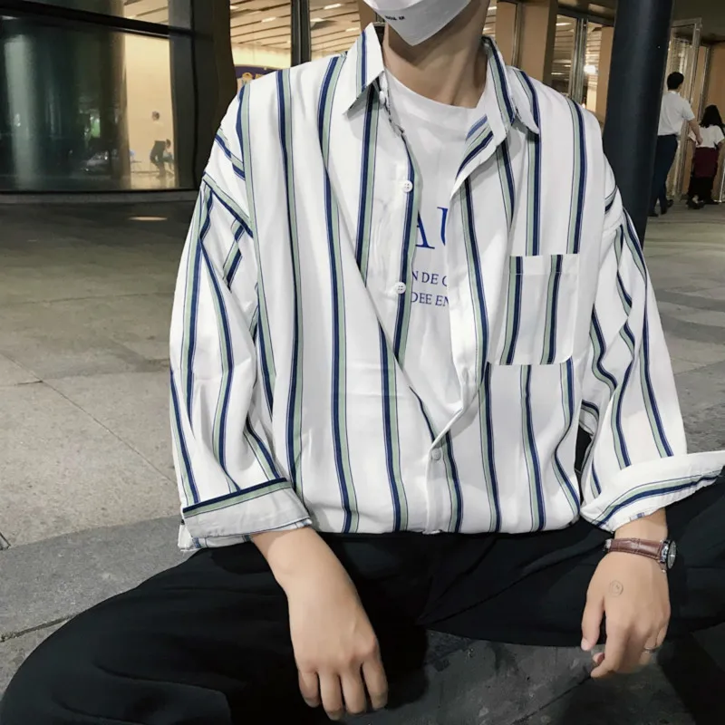 Fashion Casual Men's Long Sleeve Shirt Spring And Autumn New M-XL Stripe Loose Shirt Four Colors Personality Youth Popular
Fashion Casual Men's Long Sleeve Shirt Spring And Autumn New M-XL Stripe Loose Shirt Four Colors Personality Youth Popular