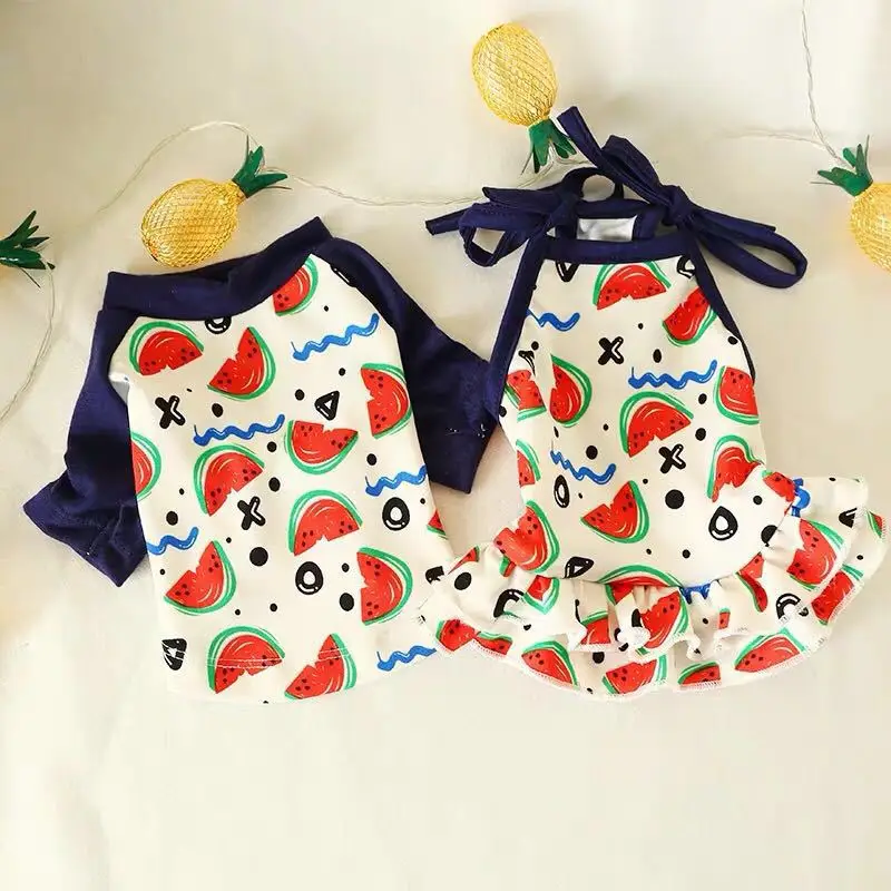 Summer Fruit Style Cat Dog Dress Tshirt Vest Soft Cotton Pet Couple Wear Clothes for Dogs Shih Tzu Dresses Shirts Puppy Dog Vest
Summer Fruit Style Cat Dog Dress Tshirt Vest Soft Cotton Pet Couple Wear Clothes for Dogs Shih Tzu Dresses Shirts Puppy Dog Vest