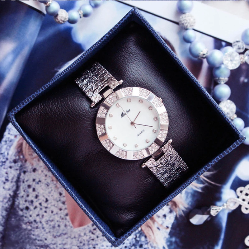 Starry Women Watches with Rhinestones Silver Alloy Band Waterproof Shockproof Female Wristwatches Bracelet Quartz Watch Relogio (17)