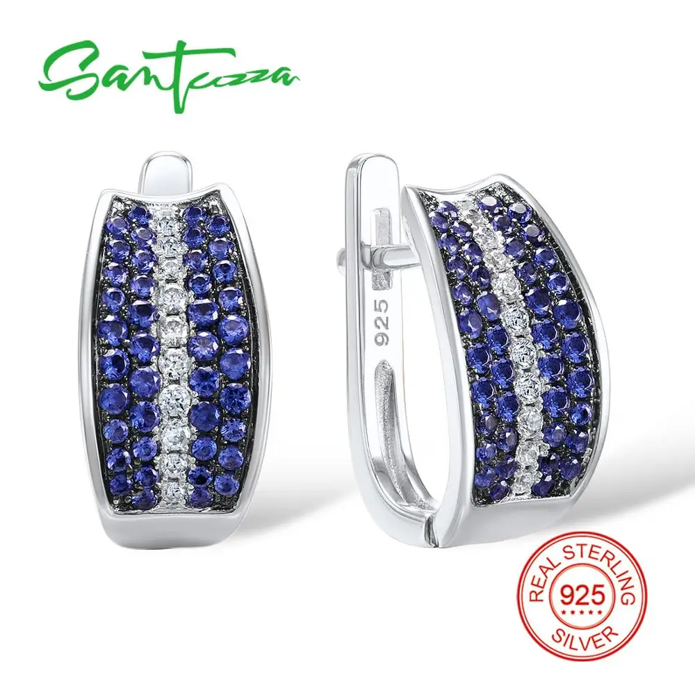 Santuzza Silver Stud Earrings for Women Blue Nano Cubic Zirconia Stones Ladies Pure 925 Sterling Silver Party Fashion Jewelry
Santuzza Silver Stud Earrings for Women Blue Nano Cubic Zirconia Stones Ladies Pure 925 Sterling Silver Party Fashion Jewelry