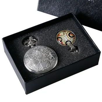 

Doctor Who Theme Antique Quartz Pocket Watch Set With Dr. Who Symbols Necklace Pendant Gift Box Women Mens Gift