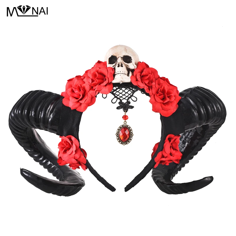 Gothic Horn Headband Lolita Devil Floral Horns Headpieces Halloween Skull Veil Headdress Cosplay Flowers Hair Accessories Punk
Gothic Horn Headband Lolita Devil Floral Horns Headpieces Halloween Skull Veil Headdress Cosplay Flowers Hair Accessories Punk