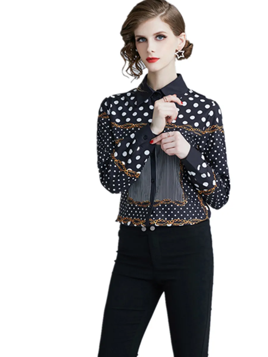 High Quality Women Turn down Collar Office Slim Shirt Tops 2020 Newest Hot Sales Fashion Ladies Long Sleeve Print Dot Blouses
High Quality Women Turn down Collar Office Slim Shirt Tops 2020 Newest Hot Sales Fashion Ladies Long Sleeve Print Dot Blouses