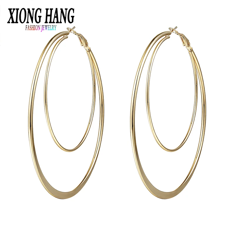 XiongHang Punk Style 85mm Big Metal Double Circle Hoop Earrings Women Fashion Jewelry Pendientes Geometric Statement Earring
XiongHang Punk Style 85mm Big Metal Double Circle Hoop Earrings Women Fashion Jewelry Pendientes Geometric Statement Earring