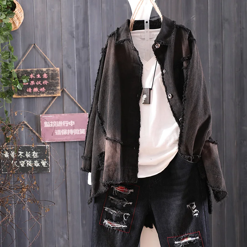 2018 Autumn Irregular Punk Styles Woman's Denim Jacket Patchwork Loose Hole Vintage Cool Coat for woman A0fz20
2018 Autumn Irregular Punk Styles Woman's Denim Jacket Patchwork Loose Hole Vintage Cool Coat for woman A0fz20