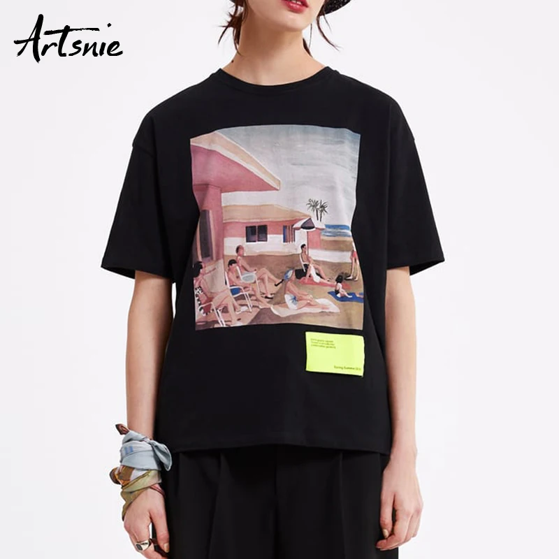 Artsnie character print black casual women t shirt summer 2019 o neck short sleeve knitted tops tee mujer streetwear t-shirt
Artsnie character print black casual women t shirt summer 2019 o neck short sleeve knitted tops tee mujer streetwear t-shirt