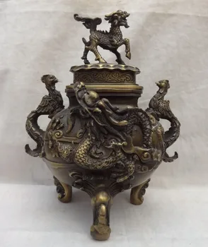 bi001997 10" Folk Tibet Bronze Dragon Kylin 2 Phenix Lion Statue Incense Burner Censer
bi001997 10" Folk Tibet Bronze Dragon Kylin 2 Phenix Lion Statue Incense Burner Censer