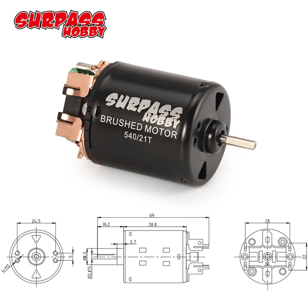 SURPASS HOBBY 540 21T Brushed Motor 3.175mm Shaft for 1/10 RC Off-road Racing Car Vehicle
SURPASS HOBBY 540 21T Brushed Motor 3.175mm Shaft for 1/10 RC Off-road Racing Car Vehicle