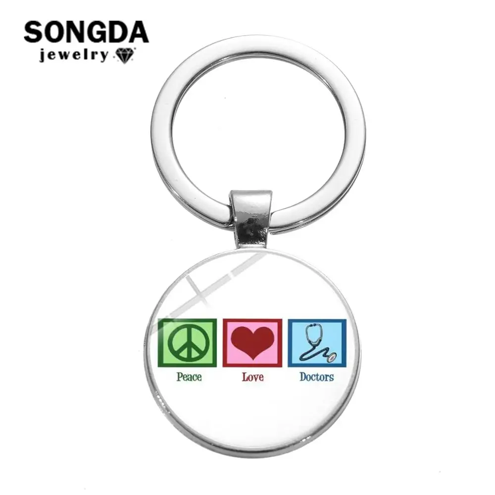 SONGDA Cute Cartoon Peace Love Doctor Quote Keychain Syringe Stethoscope Nurse Tools Badge Key Ring Holder Medical Students Gift
SONGDA Cute Cartoon Peace Love Doctor Quote Keychain Syringe Stethoscope Nurse Tools Badge Key Ring Holder Medical Students Gift