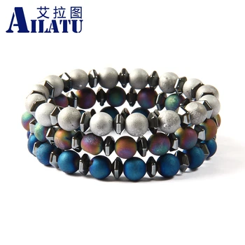 Ailatu Brand Jewelry Wholesale New Design Blue Purple and Grey Scrubs Openings Laugh Healing Stone Yoga Meditation Bracelet
Ailatu Brand Jewelry Wholesale New Design Blue Purple and Grey Scrubs Openings Laugh Healing Stone Yoga Meditation Bracelet
