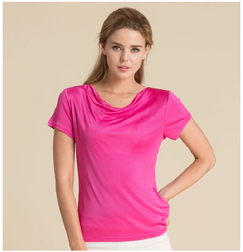 Summer Women 100% Real Silk T-shirt Knitted Short Sleeve Shirts Comfortable Breathable Loose T-shirts Women Tops Tees1190
Summer Women 100% Real Silk T-shirt Knitted Short Sleeve Shirts Comfortable Breathable Loose T-shirts Women Tops Tees1190