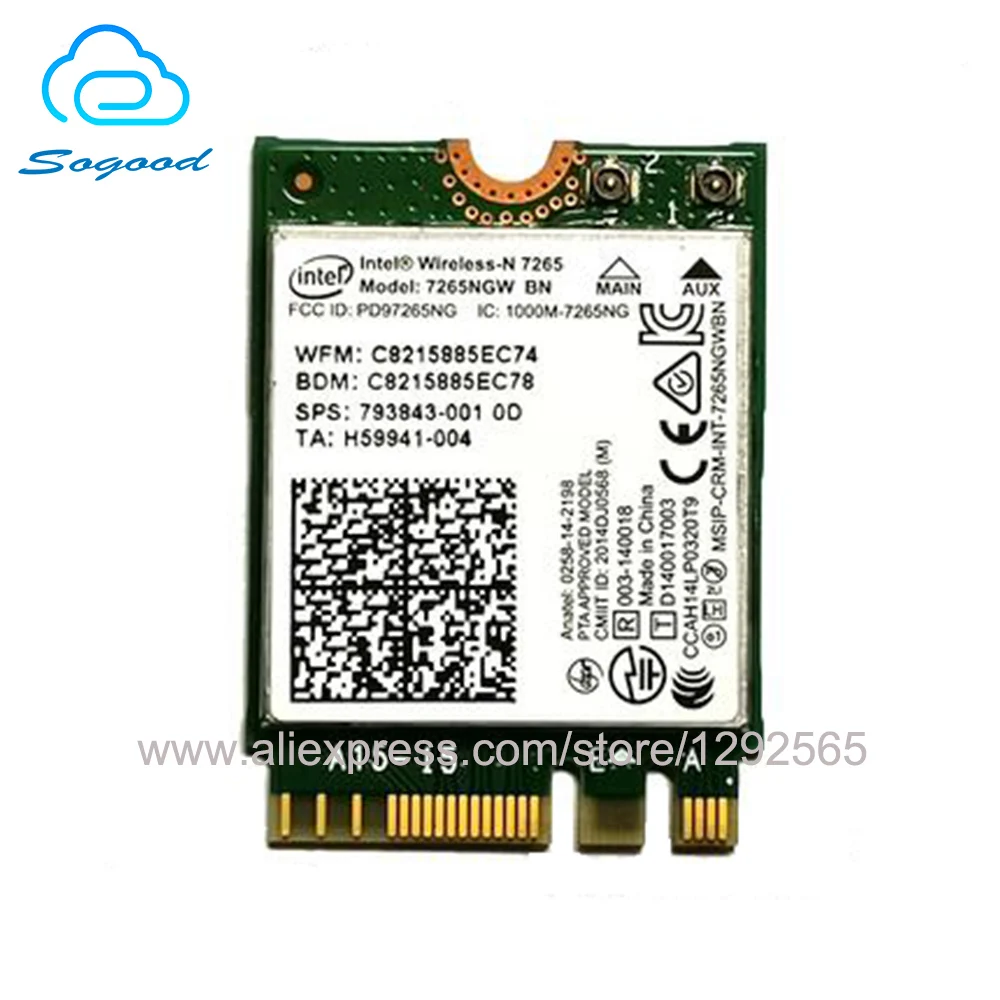 Wifi Adapter for Intel Wreless-N 7265 7265NGW BN 2.4G BT 4.0 NGFF 802.11n 300Mbps wireless network card for HP SPS 793843-001
Wifi Adapter for Intel Wreless-N 7265 7265NGW BN 2.4G BT 4.0 NGFF 802.11n 300Mbps wireless network card for HP SPS 793843-001