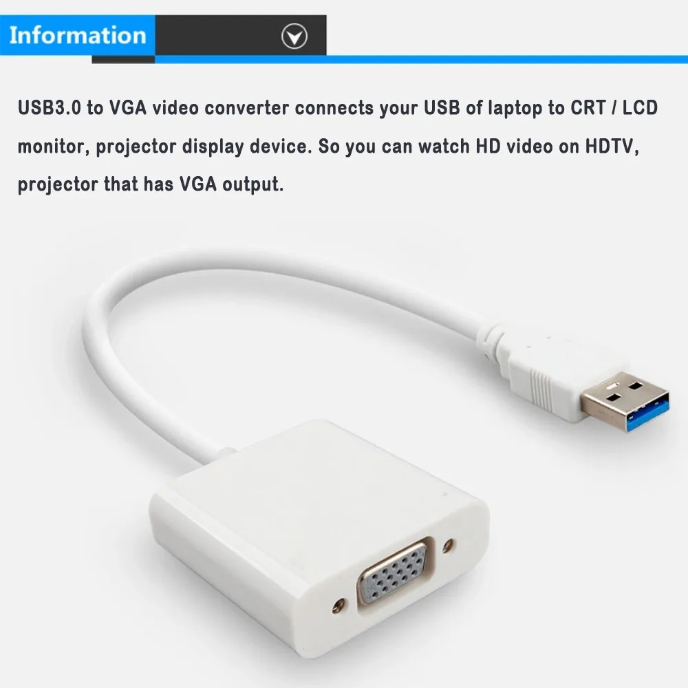 USB 3.0 To VGA Multi-Display Adapter Converter External Video Graphics Card 5.0 Gbps Compatible With USB 2.0
USB 3.0 To VGA Multi-Display Adapter Converter External Video Graphics Card 5.0 Gbps Compatible With USB 2.0