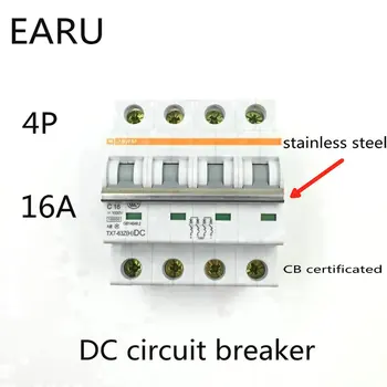 

4P 16A DC 1000V DC Circuit Breaker MCB for PV Solar Energy Photovoltaic System Battery C curve CB Certificated Din Rail Mounted