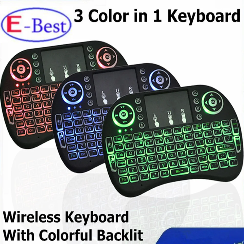 i8 mini keyboard Backlit 3 color backlight English 2.4GHz Wireless Keyboard i8B Air Mouse Touchpad for Android TV BOX
i8 mini keyboard Backlit 3 color backlight English 2.4GHz Wireless Keyboard i8B Air Mouse Touchpad for Android TV BOX
