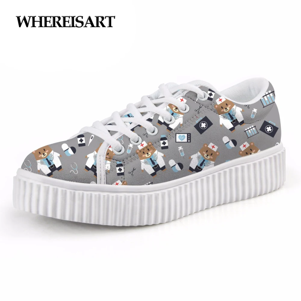 WHEREISART Casual Women Nurse Platform Shoes Cute Cartoon Nurses Bear Pattern Women's Classic Low Height Increasing Shoes Woman
WHEREISART Casual Women Nurse Platform Shoes Cute Cartoon Nurses Bear Pattern Women's Classic Low Height Increasing Shoes Woman