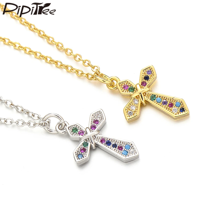 Pipitree Copper Multi Cubic Zirconia Cross Pendant Necklaces Silver Gold Color Chain Necklace for Women Men Collar Jewelry Gift
Pipitree Copper Multi Cubic Zirconia Cross Pendant Necklaces Silver Gold Color Chain Necklace for Women Men Collar Jewelry Gift