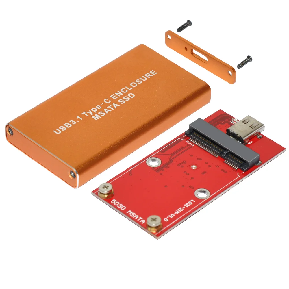 Новый алюминиевый сплав внешний SSD Caddy USB3.1 Type-C до 50 мм mSATA Внешний корпус |