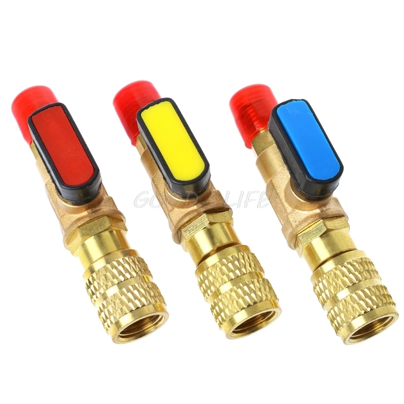 

1PC R410A Refrigerant Valve AC Charging Hoses Brass Straight Ball Valves for Refrigeration Manifold Gauges Mayitr