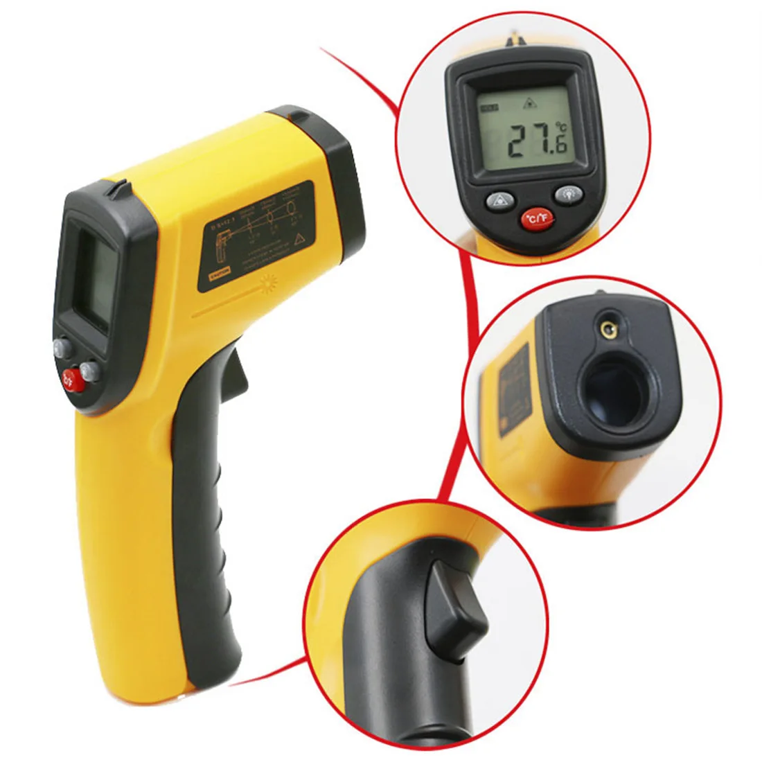Non-Contact Thermometer GM320 Kitchen Laser LCD Digital IR Infrared Thermometer Temperature Meter Gun Point -50~380 Degree
Non-Contact Thermometer GM320 Kitchen Laser LCD Digital IR Infrared Thermometer Temperature Meter Gun Point -50~380 Degree