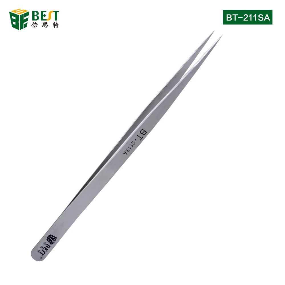 

211SA Stainless Steel Eyebrow Tweezer False Eyelash Extension Auxiliary Repair Tools Hyperfine High Precision Anti Acid Tweezers