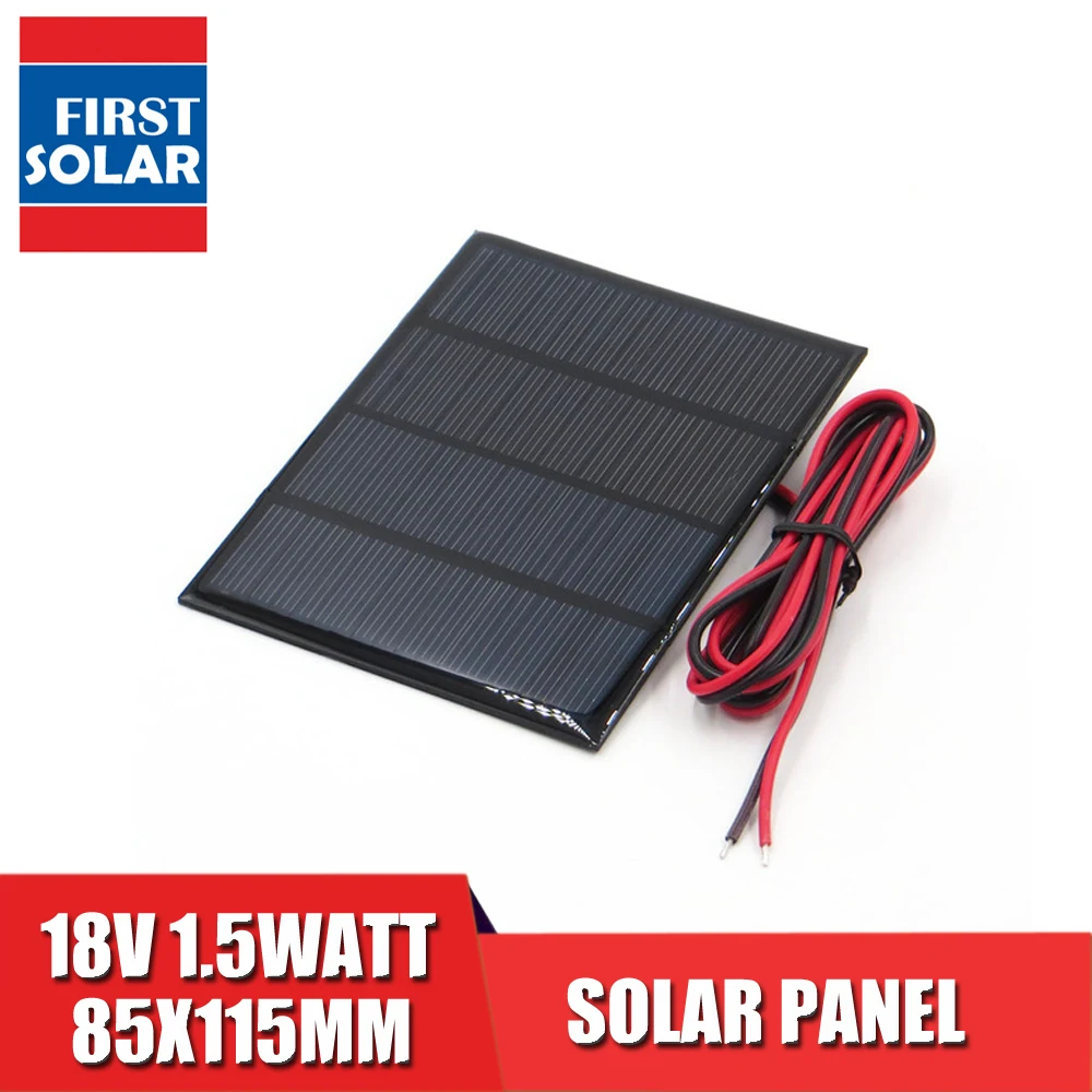 18V DC 1.5Watt Solar Panel Polycrystalline Silicon DIY 12V Battery Charger Module Mini Solar Cell wire toy
18V DC 1.5Watt Solar Panel Polycrystalline Silicon DIY 12V Battery Charger Module Mini Solar Cell wire toy