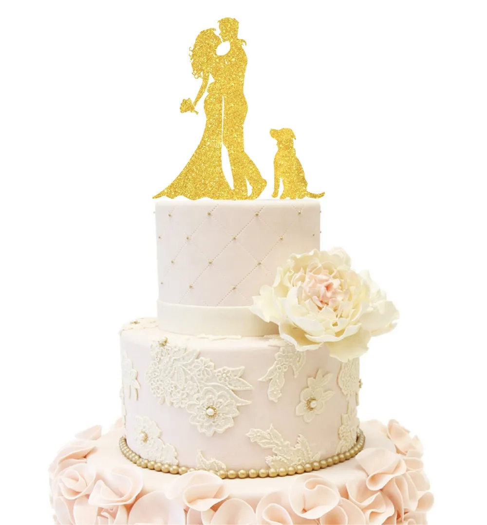 Свадебные торты для невесты и жениха персонализированный Топпер с одной собакой