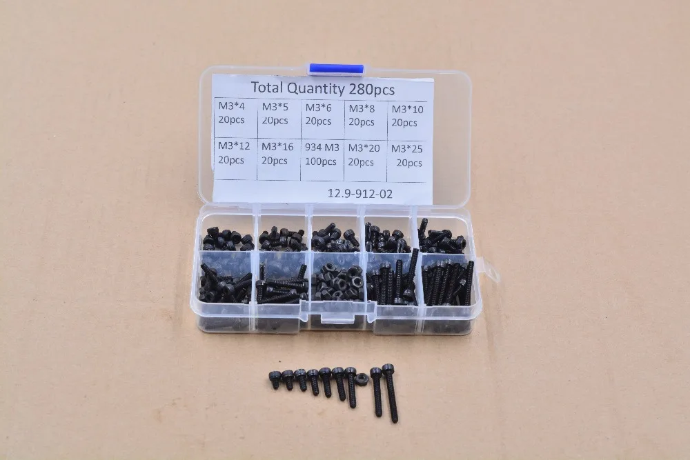 3d printer screw 280pcs high strength alloy steel 304 stainless DIN912 M3 shexagon socket head cap
3d printer screw 280pcs high strength alloy steel 304 stainless DIN912 M3 shexagon socket head cap
