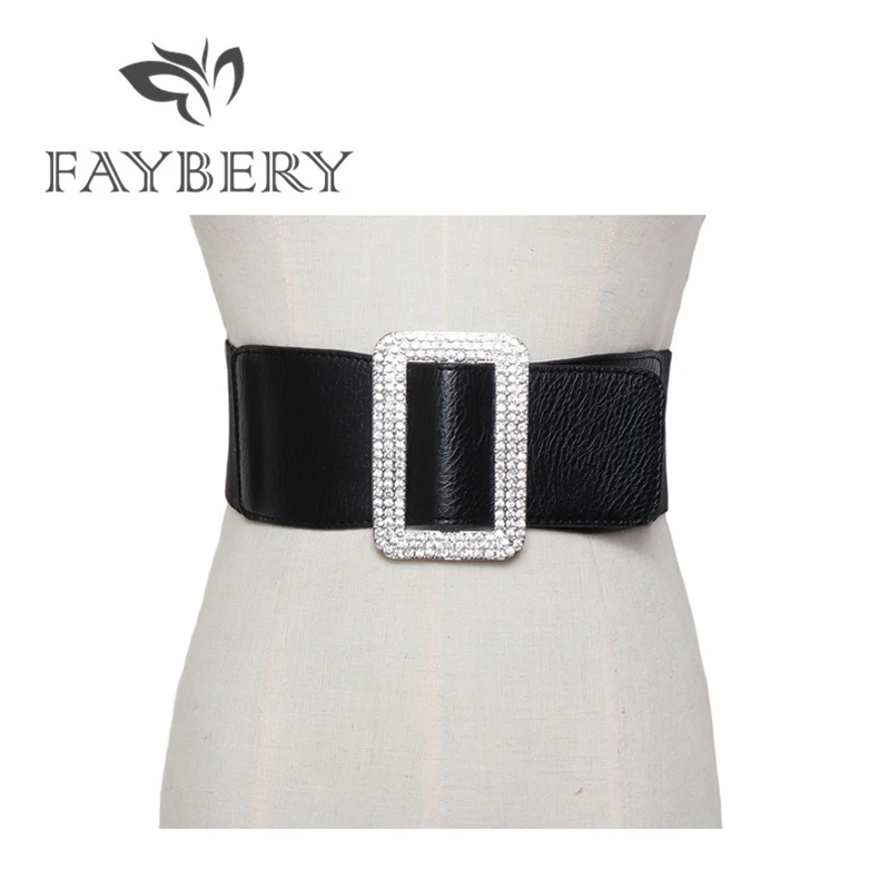 Fashion Faux Diamond Belts for Women Wide Elastic Belt Luxury Woman Cummerbund With Rhinestones Decoration Square Smooth Buckle
Fashion Faux Diamond Belts for Women Wide Elastic Belt Luxury Woman Cummerbund With Rhinestones Decoration Square Smooth Buckle