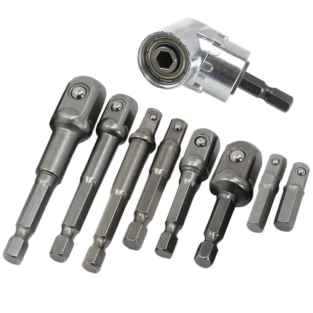 9Pcs Socket Driver Adapter Set Impact Hex Shank Drill Bits Extension Bar Set 1/4" 3/8" 1/2" & 105 Angle 1/4" Right Angle Drill
9Pcs Socket Driver Adapter Set Impact Hex Shank Drill Bits Extension Bar Set 1/4" 3/8" 1/2" & 105 Angle 1/4" Right Angle Drill