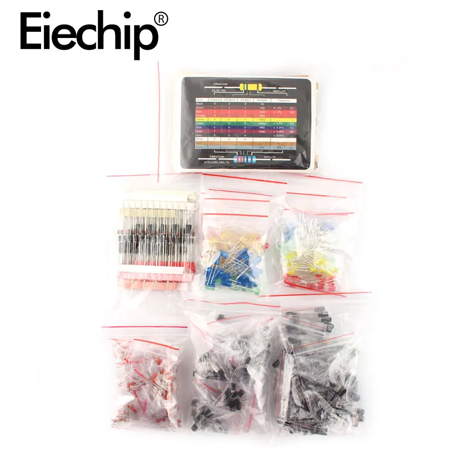 Electronic components kit led diodes Resistor set Electrolytic Capacitor Ceramic transistor Pack diy for arduino starter kit
Electronic components kit led diodes Resistor set Electrolytic Capacitor Ceramic transistor Pack diy for arduino starter kit