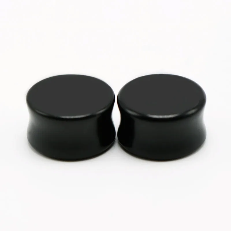 2pcs fashion obsidian black stone ear gauge plugs 6-16mm expansion stretchers tunnel taper body piercing anti-allergic jewelry4