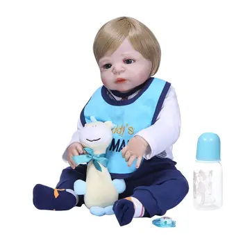 

56cm Reborn Doll Realistic Full Silicone Vinyl Newborn Baby Toy Girl Princess Clothes Giraffe Pacifier Lifelike Handmade Gifts