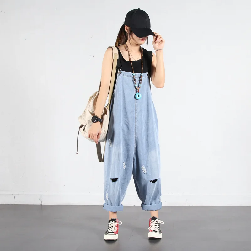 Female Women Jumpsuit Jeans Denim Romper Overalls Casual bodysuit Harem pants fashion Basic Hole Denim Pants Wide Leg Rompers
Female Women Jumpsuit Jeans Denim Romper Overalls Casual bodysuit Harem pants fashion Basic Hole Denim Pants Wide Leg Rompers