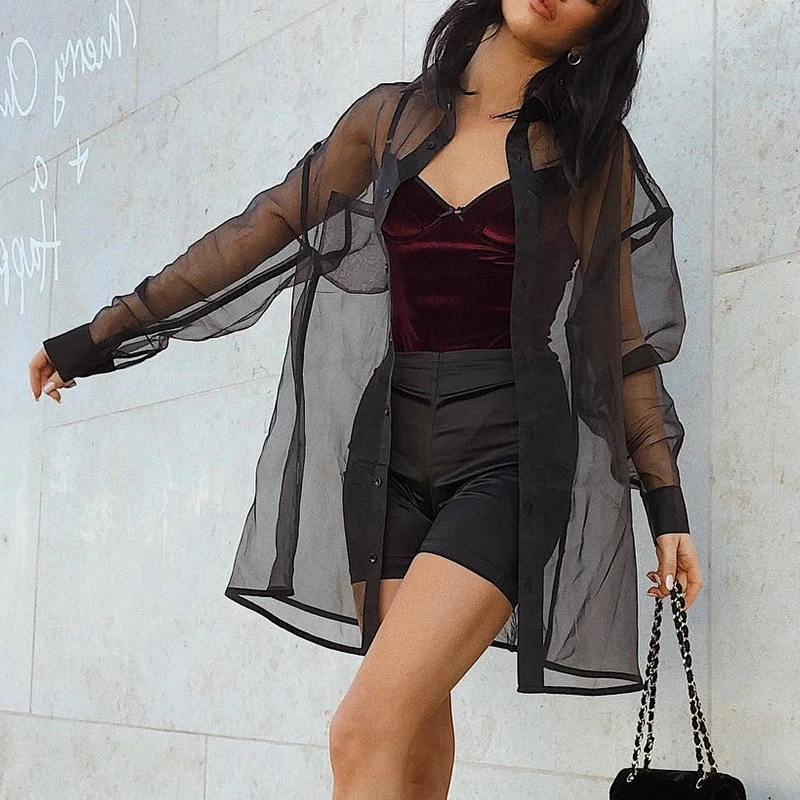 Summer Sexy Black Thin Mesh Top Long Sleeve T Shirt Women Clothes See Through Shirts Open Stitch Tshirt Casual Streetwear
Summer Sexy Black Thin Mesh Top Long Sleeve T Shirt Women Clothes See Through Shirts Open Stitch Tshirt Casual Streetwear