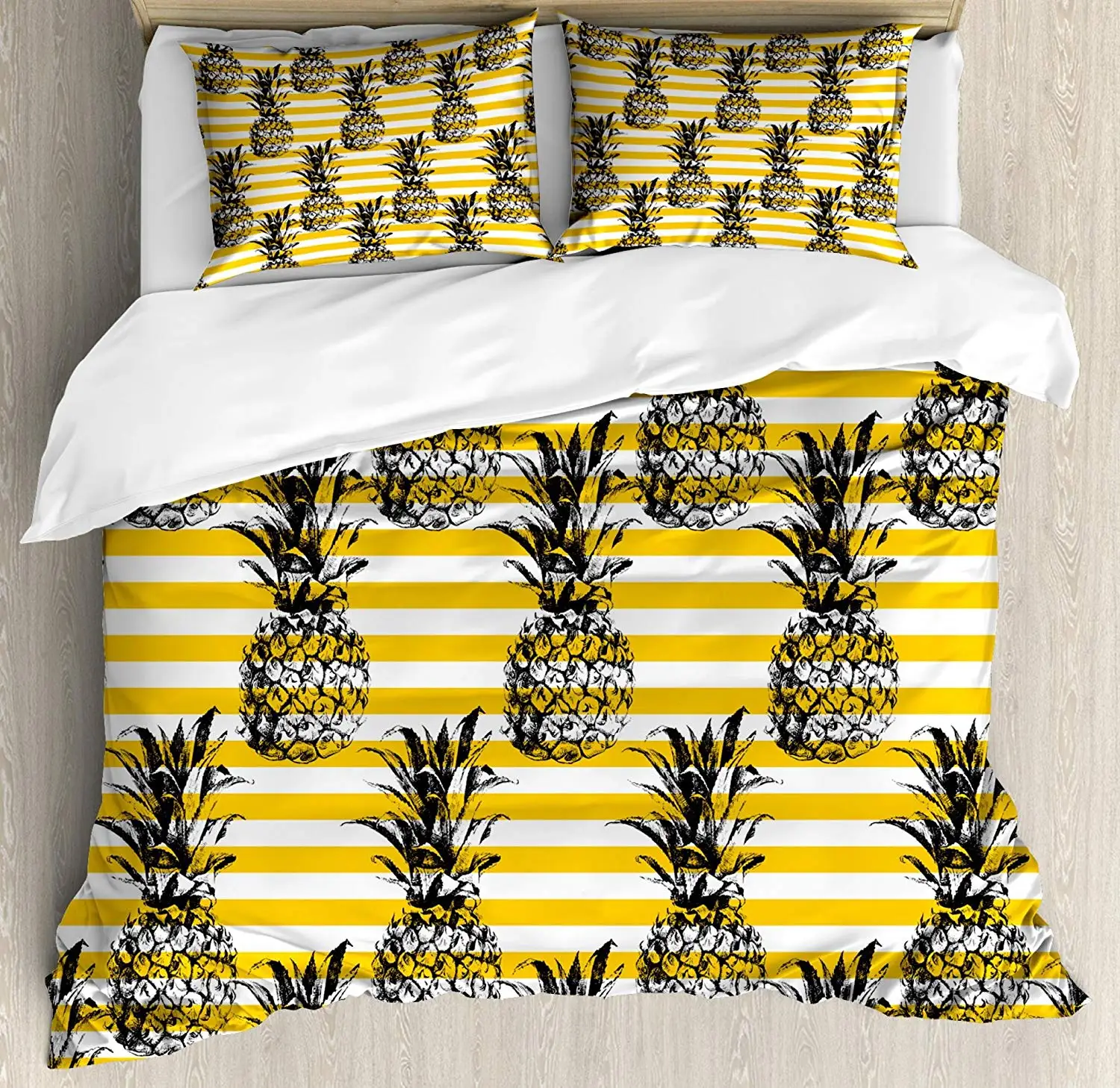 Grunge Decor Duvet Cover Set Retro Striped Background with Pineapple Figures Vintage Hippie Graphic 3/4pcs Bedding Set
Grunge Decor Duvet Cover Set Retro Striped Background with Pineapple Figures Vintage Hippie Graphic 3/4pcs Bedding Set