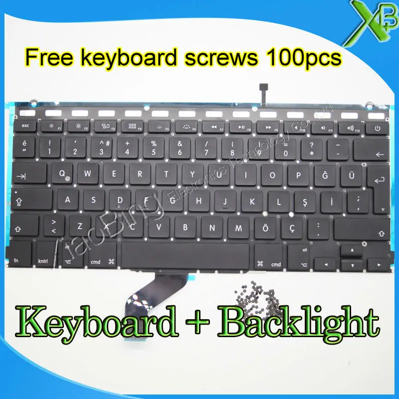 Brand New TR Turkish Turkey keyboard+Backlight Backlit+100pcs keyboard screws For MacBook Pro Retina 13.3" A1425 2012 Year
Brand New TR Turkish Turkey keyboard+Backlight Backlit+100pcs keyboard screws For MacBook Pro Retina 13.3" A1425 2012 Year