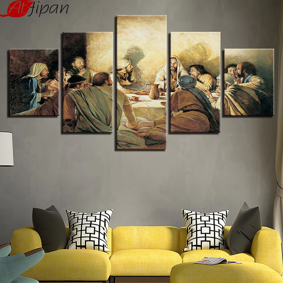 AtFipan Canvas Poster Wall Art Framework Home Decor 5 Pieces Jesus Abstract Paintings Living Room HD Prints Last Supper Pictures
AtFipan Canvas Poster Wall Art Framework Home Decor 5 Pieces Jesus Abstract Paintings Living Room HD Prints Last Supper Pictures