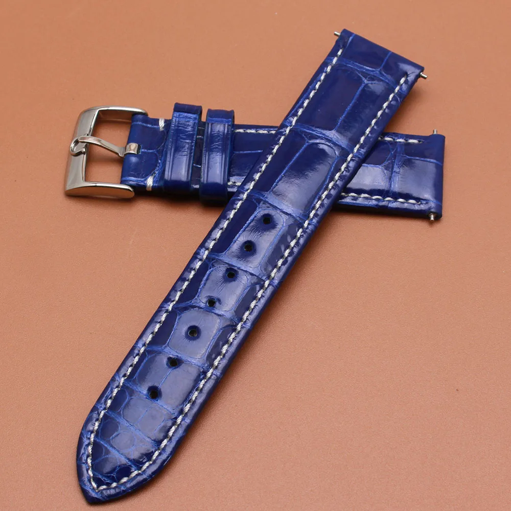 Promotion hot Alligator Leather Watchbands Bright Blue with white line thread 19mm buckle 18mm deployment stainless steel clasp
Promotion hot Alligator Leather Watchbands Bright Blue with white line thread 19mm buckle 18mm deployment stainless steel clasp