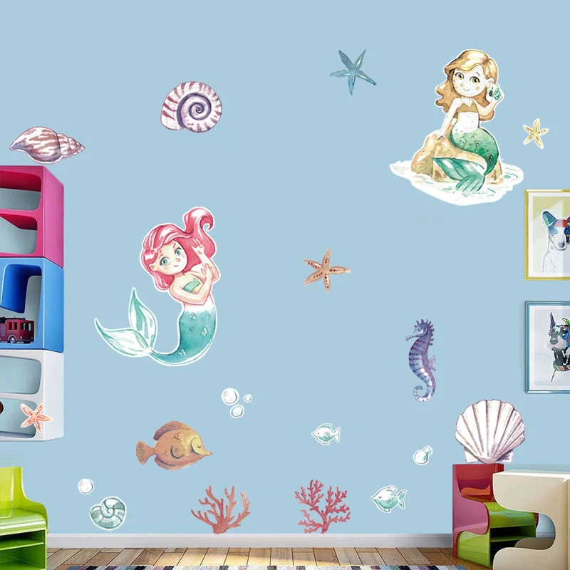 Cartoon mermaid wall sticker Bedroom room decoration creative sea world mural wall decals wallpaper for home decoration
Cartoon mermaid wall sticker Bedroom room decoration creative sea world mural wall decals wallpaper for home decoration