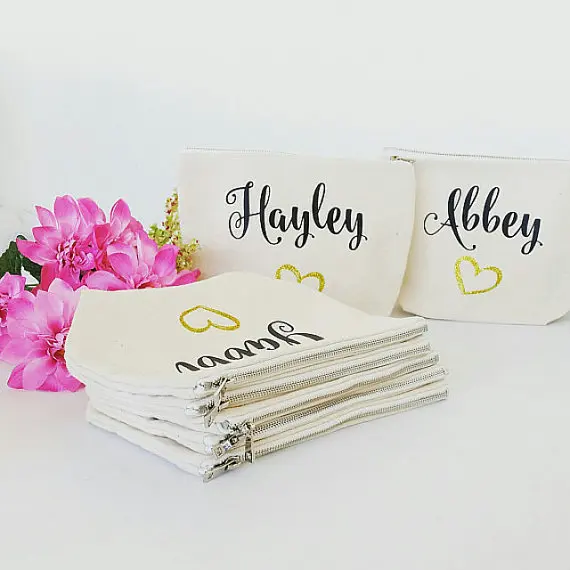 set of 8 Personalised Name Pouch birthday wedding Make Up comestic Canvas Bags Gift for Bridal Party Bags zipper pouches
set of 8 Personalised Name Pouch birthday wedding Make Up comestic Canvas Bags Gift for Bridal Party Bags zipper pouches