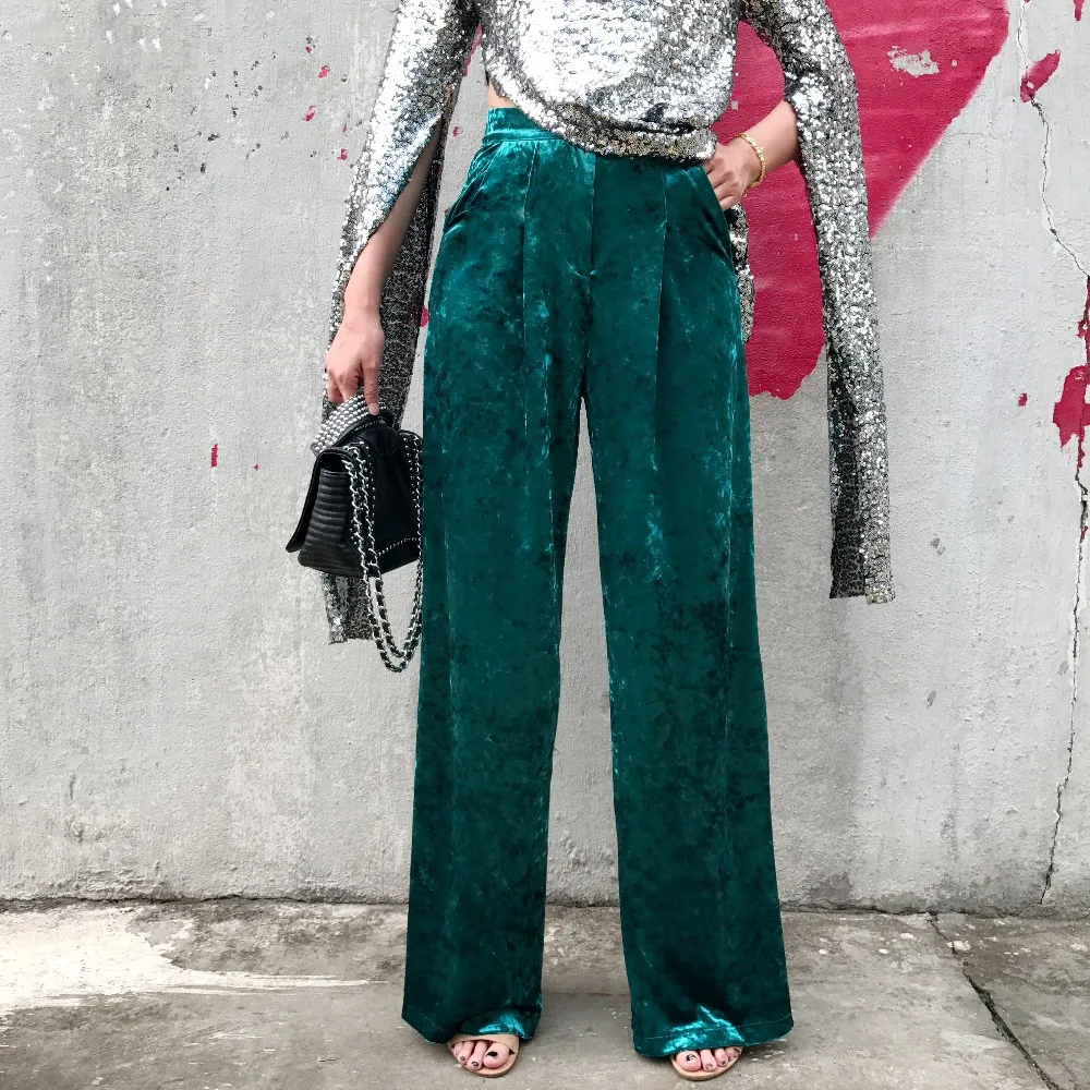 Brown Green Velvet Wide Leg Pants Vintage High Waist Floor Length Loose Casual Trousers Women Autumn Winter Fashion Pantalon
Brown Green Velvet Wide Leg Pants Vintage High Waist Floor Length Loose Casual Trousers Women Autumn Winter Fashion Pantalon