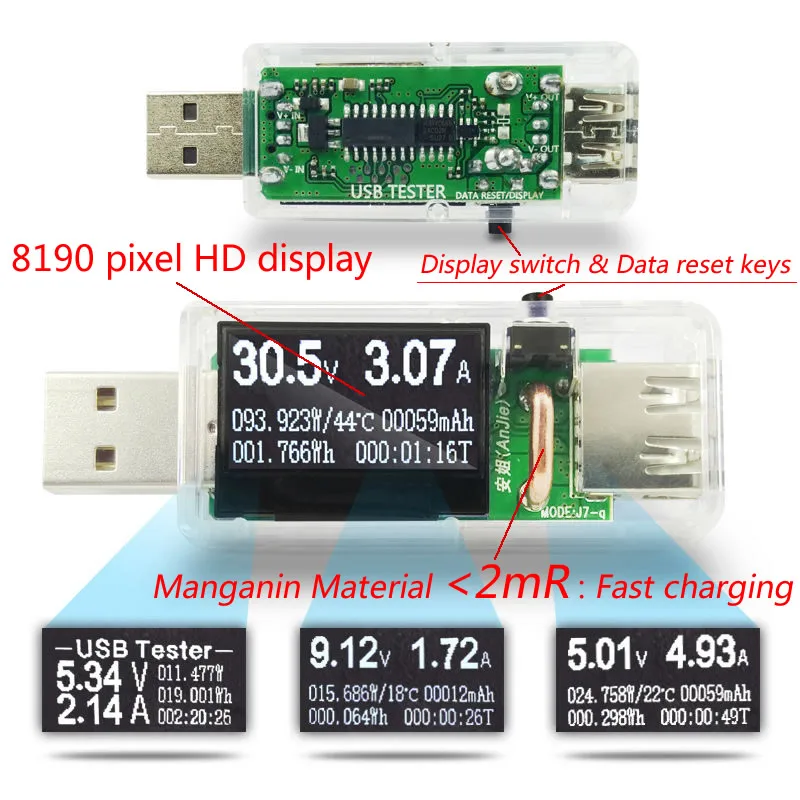 9 в 1 QC2.0 3 0 MTK PE 6 ~ 32 цифровой USB Тестер Вольтметр постоянного тока измеритель