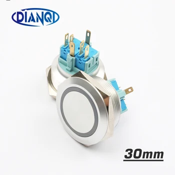 30mm Stainless steel metal push button switch flat round ring mark LED momentary 6 pin car switches reset latching fixation
30mm Stainless steel metal push button switch flat round ring mark LED momentary 6 pin car switches reset latching fixation