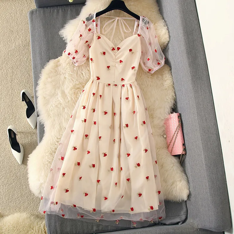 Summer Dress 2019 Women Elegant Print Mesh Square Collar A-line Slim Party Dress Vestidos
Summer Dress 2019 Women Elegant Print Mesh Square Collar A-line Slim Party Dress Vestidos
