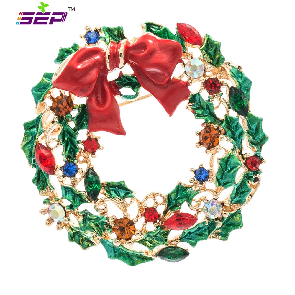 Christmas Wreath Brooch Pin Rhinestone Crystals Women Jewelry Accessories Gift TR201502
Christmas Wreath Brooch Pin Rhinestone Crystals Women Jewelry Accessories Gift TR201502